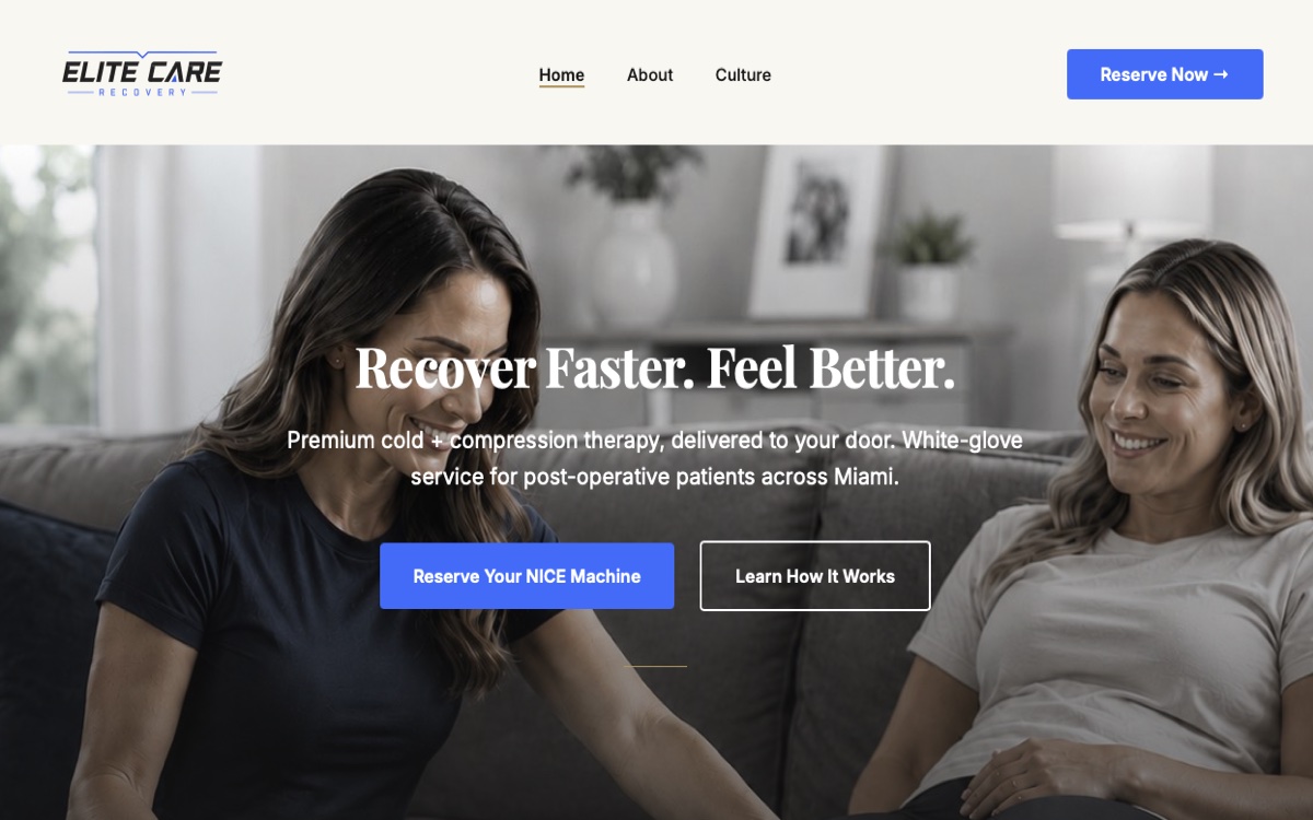 Elite Care Recovery homepage hero